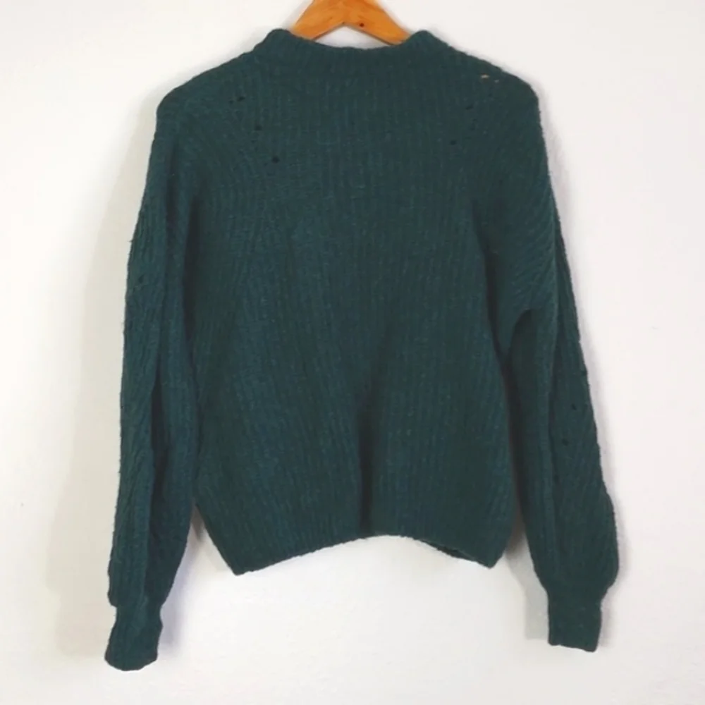 Anine Bing Jolie Pointelle Knit Sweater Green Size XS